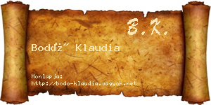 Bodó Klaudia névjegykártya